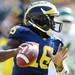 Michigan junior quarterback Denard Robinson looks to pass the ball during the first half against Eastern Michigan at Michigan Stadium on Saturday. Melanie Maxwell I AnnArbor.com